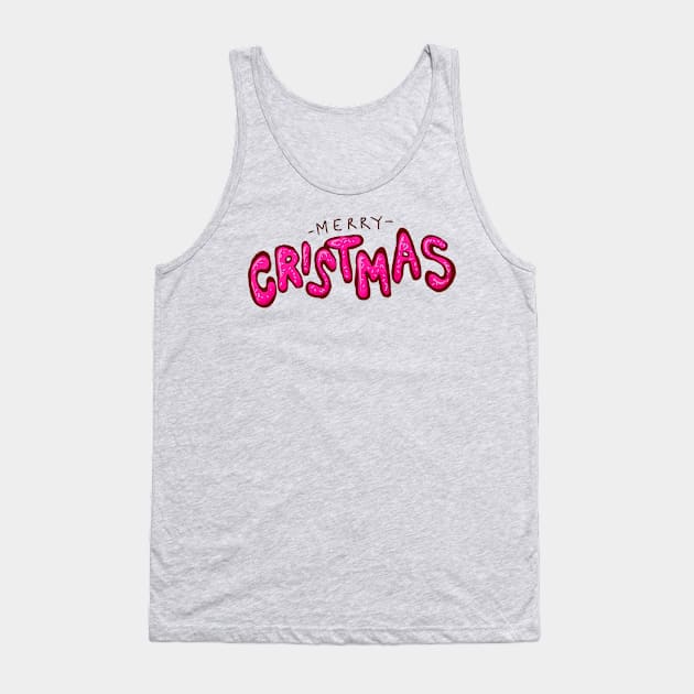 Cute Merry Christmas Cake Typography Tank Top by yogisnanda